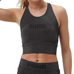 Puma EvoStripe EVOKNIT Crop Top Sports Bra Stretch Workout Athletic Black Jog